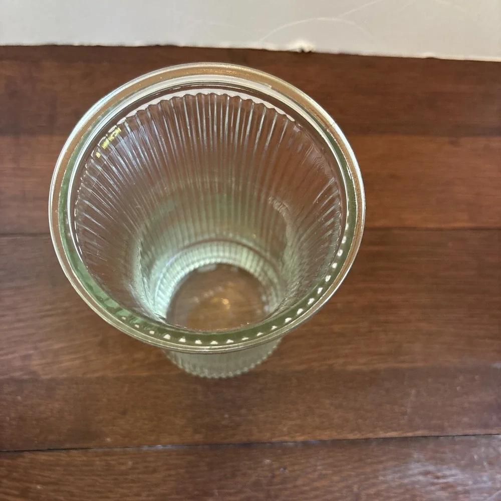 Vintage Hoosier Glass Vase Clear Ribbed 8 1/2